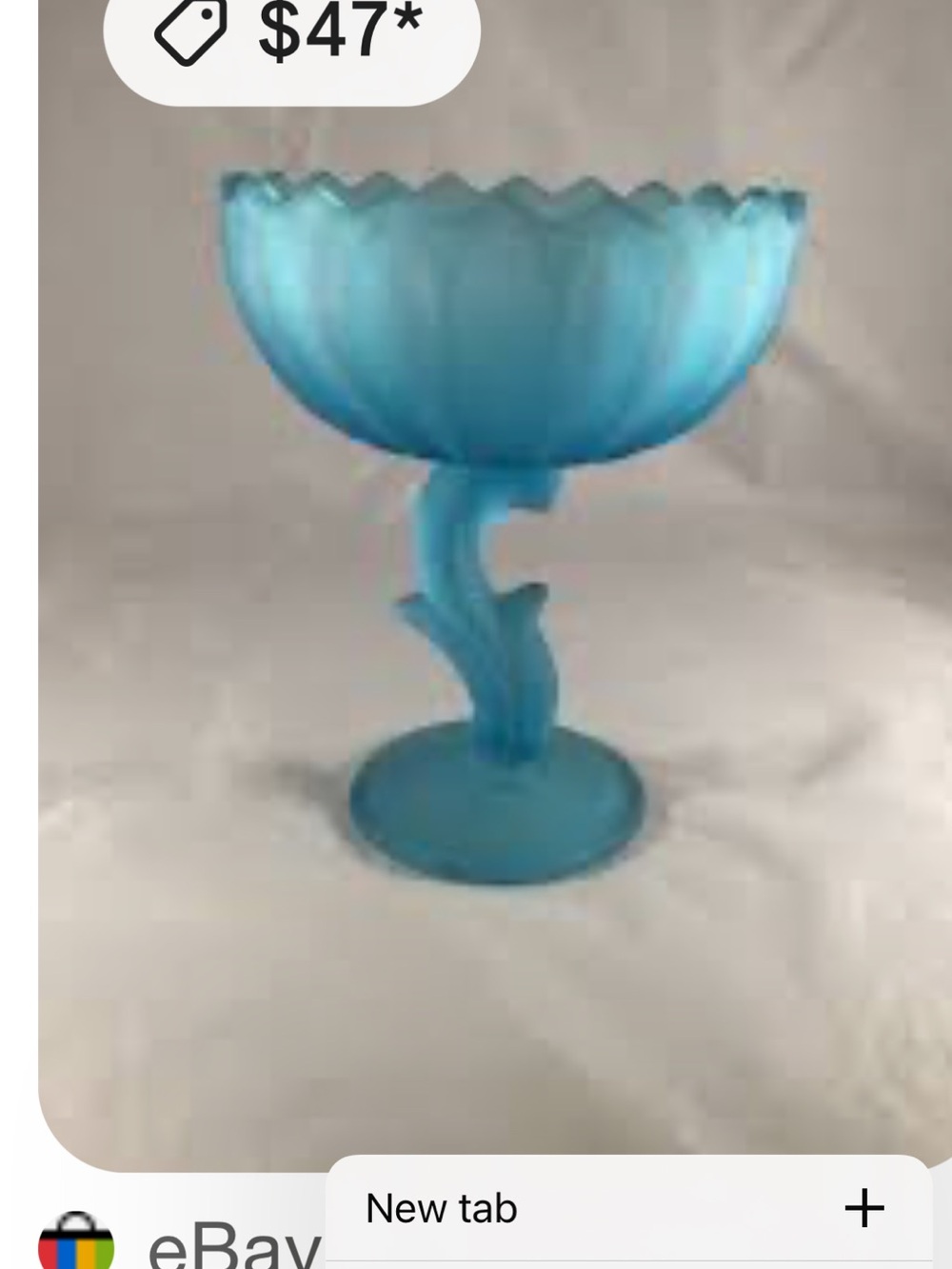 Blue Decorative Glass Compote Bowl - Blue
